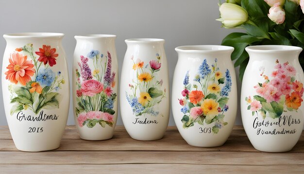 trois vases avec le numéro 50 dessus