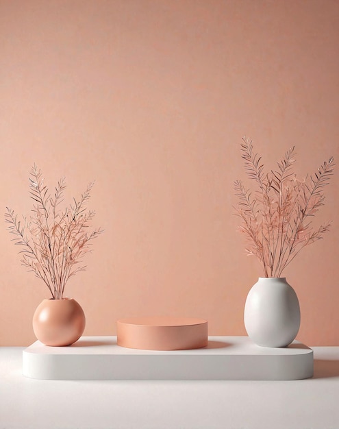 trois vases avec des plantes sur une table blanche