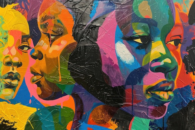 Trois visages en couleurs abstraites