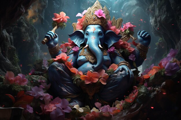 Le troisième Ganesha Ganpati staute