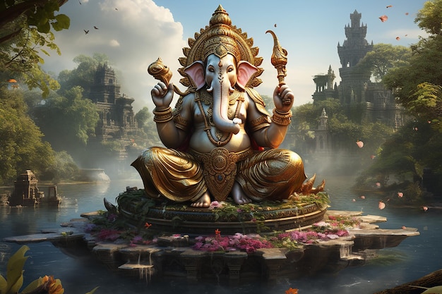 Le troisième Ganesha Ganpati staute