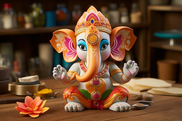 Photo le troisième ganesha ganpati staute