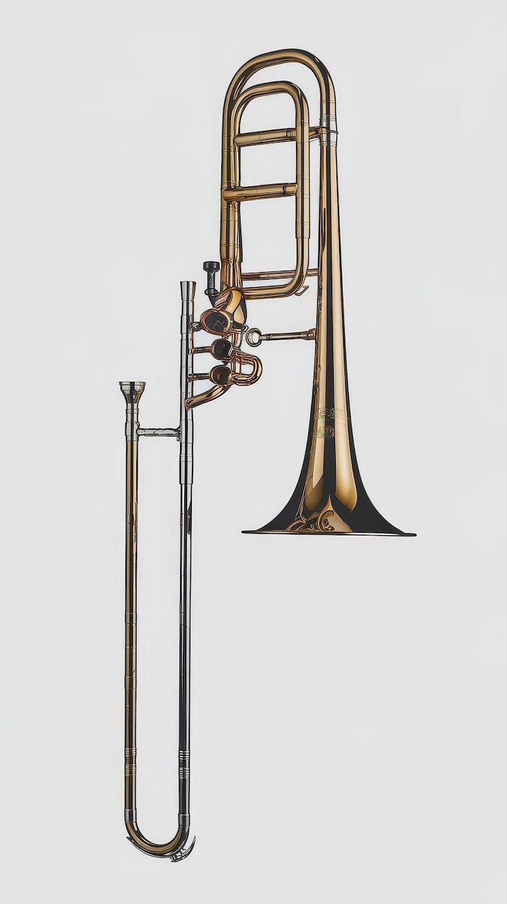 Photo trombone isolé sur blanc