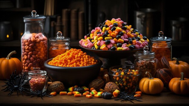tromper ou traiter préparer des bonbons pour la joyeuse nuit d'halloween