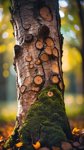 Tronc d'arbre et écorce de nature illustration fond de papier peint