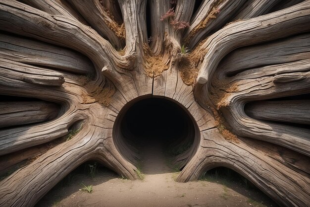 Tronc d'arbre vide pour les montages d'exposition