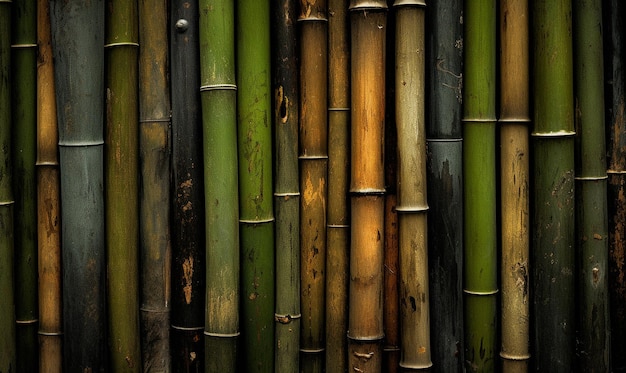 Un tronc de bambou vert sur un fond sombre