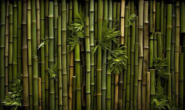 Un tronc de bambou vert sur un fond sombre