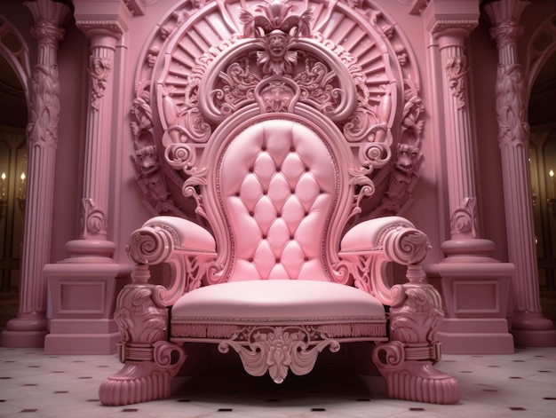 Trône rose décoré trône vide