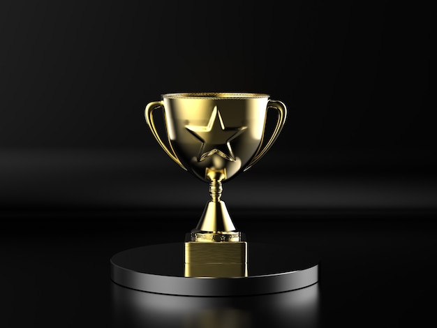 Trophée d'étoile d'or de rendu 3D sur fond noir