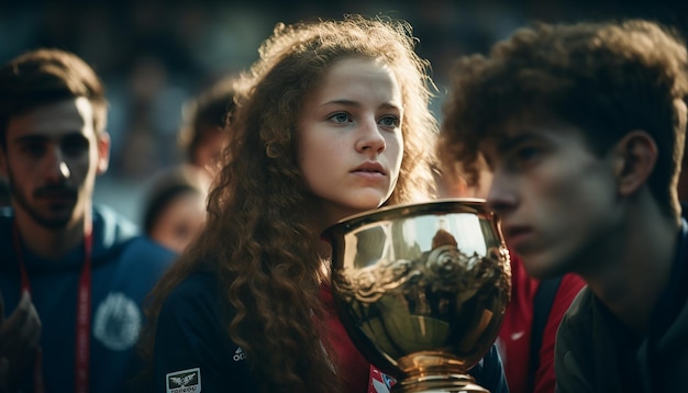 Photo trophée final du tournoi de football