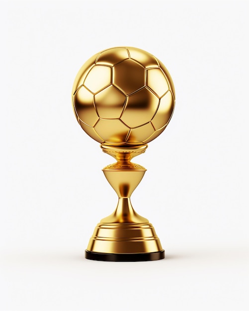 Trophée de football en or isolé sur fond blanc