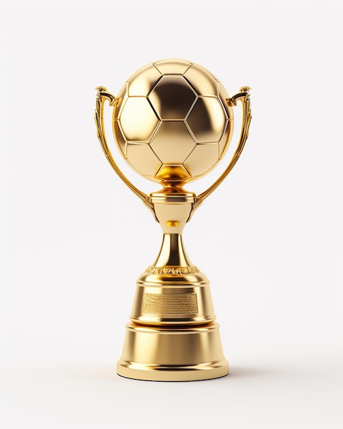 Trophée de football en or isolé sur fond blanc