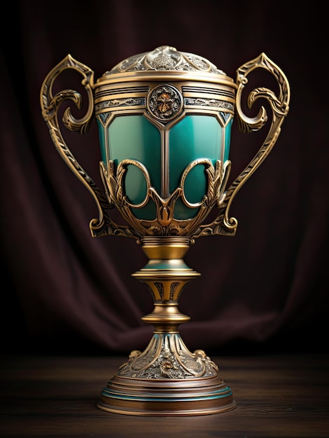 un trophée or et bleu