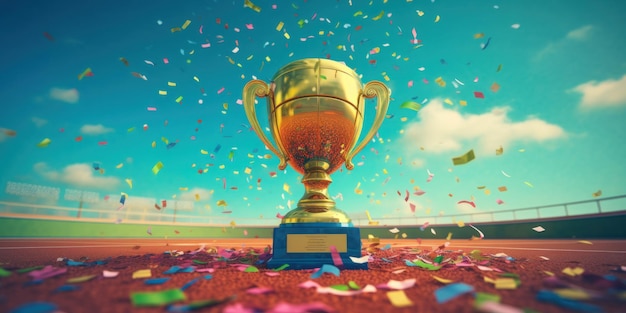 Trophée d'or pour la célébration du gagnant Contexte Champion Cup of Sport Competition Generative AI