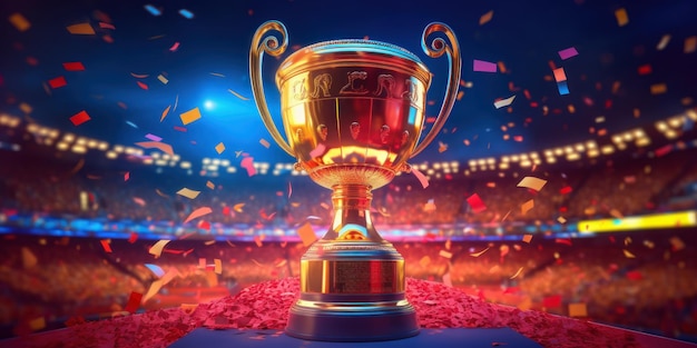 Trophée d'or pour la célébration du gagnant Contexte Champion Cup of Sport Competition Generative AI