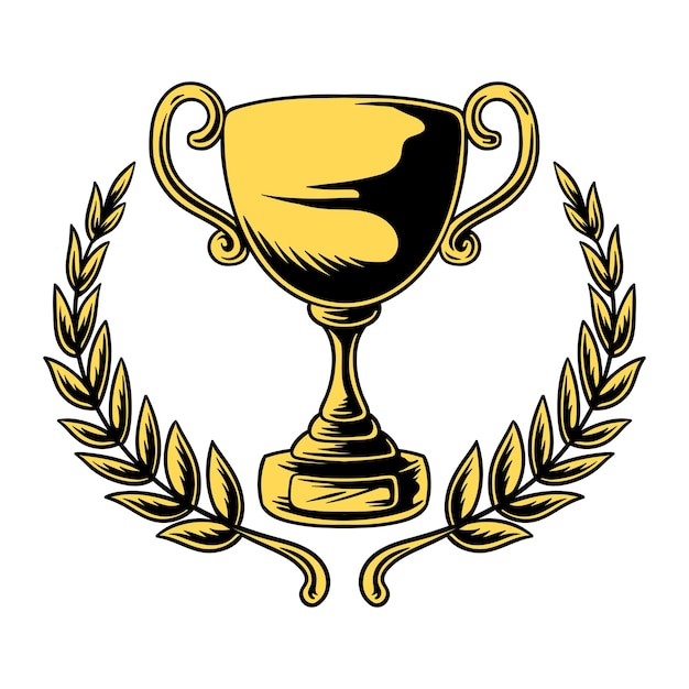 Trophée Png avec élément d'illustration de feuilles à fond transparent