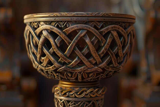 Photo un trophée avec un symbole de nœud celtique complexe