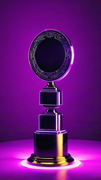 Trophée violet et noir sur fond violet