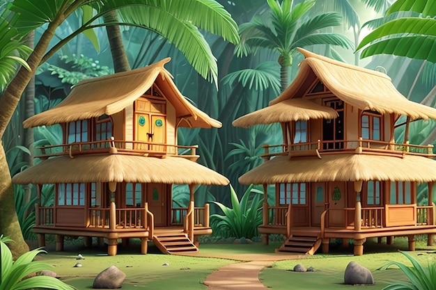 Tropical belle vue sur le paysage de la pluieforest maison dans les tropiques