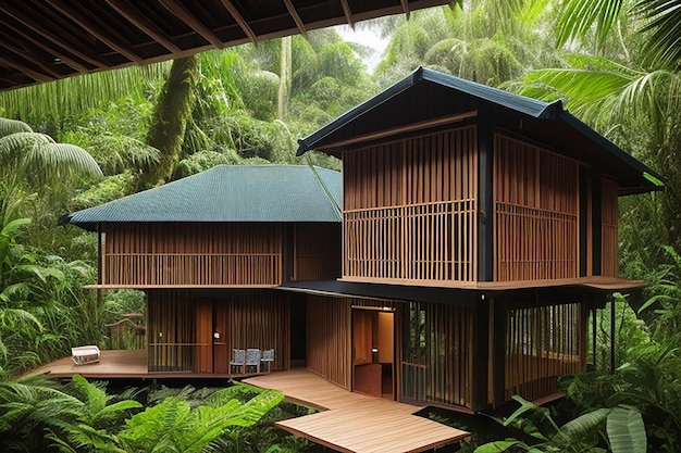 Tropical belle vue sur le paysage de la pluieforest maison dans les tropiques