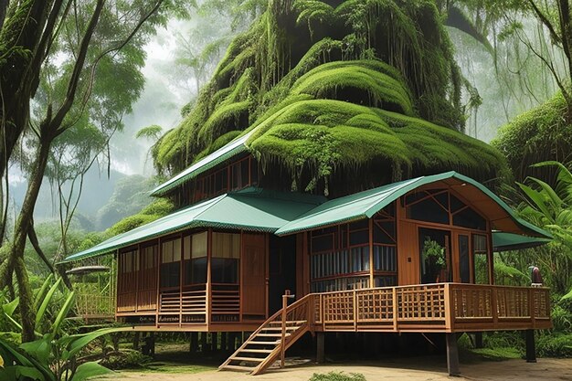 Tropical belle vue sur le paysage de la pluieforest maison dans les tropiques