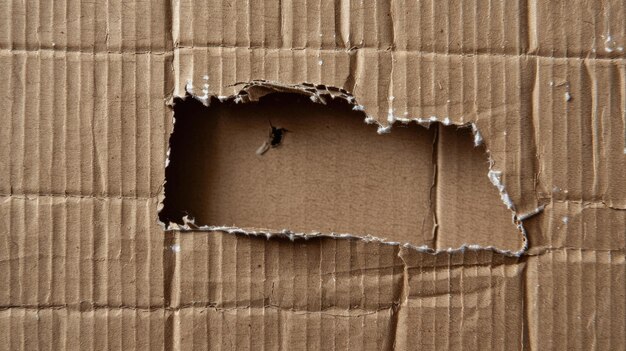 Photo trou avec les bords fragmentaires percés dans un carton