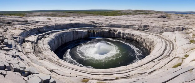 un trou circulaire avec de l'eau et un trou dedans