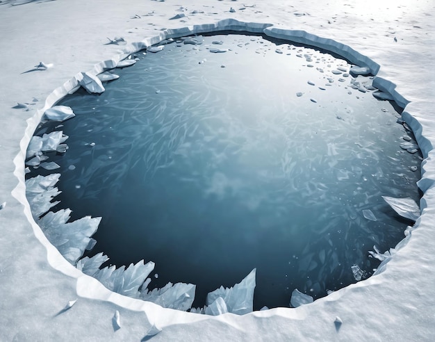 Photo un trou dans la glace.