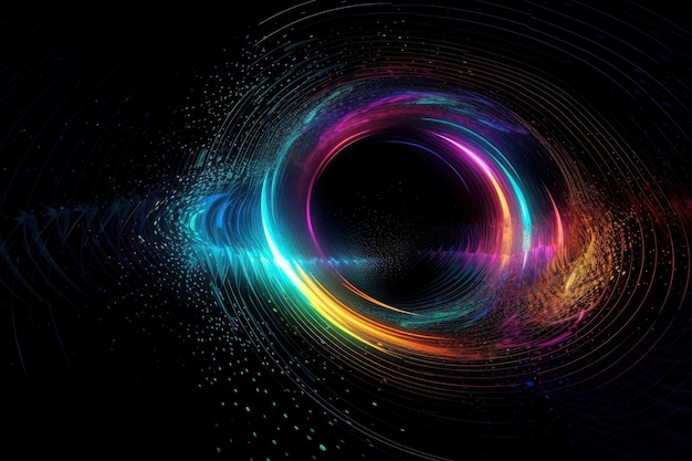 Photo trou noir autour duquel tourne la lumière en raison d'une immense gravité