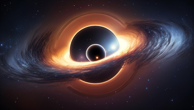 Un trou noir dans l'espace avec un trou noir au centre