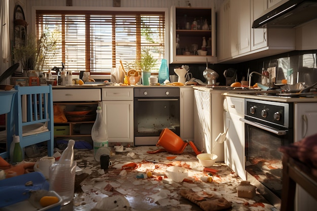 Trouble dans l'intérieur de la cuisine dans le salon