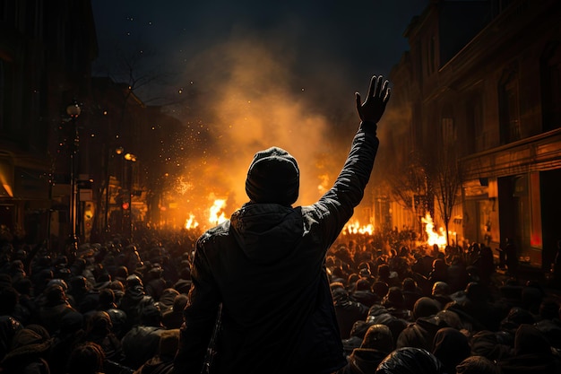 Troubles et manifestations se déroulant dans les rues animées d'une métropole