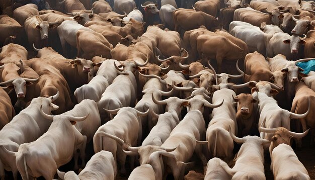 Photo un troupeau de bétail blanc avec le mot non sur le fond