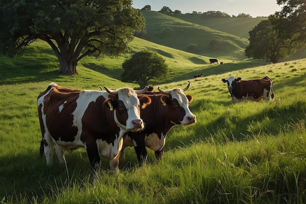 un troupeau de vaches dans un champ avec l'un avec l'autre avec l' autre