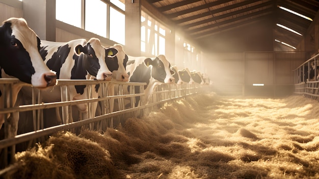 Troupeau de vaches dans la grange Concept d'agriculture