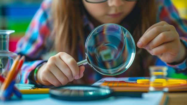 Trousse scientifique avec loupe