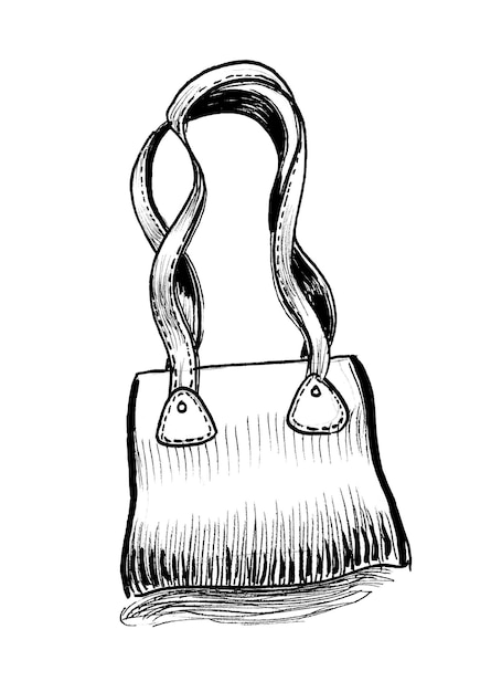 Trousse de toilette en cuir Encre dessinée à la main sur papier dessin noir et blanc