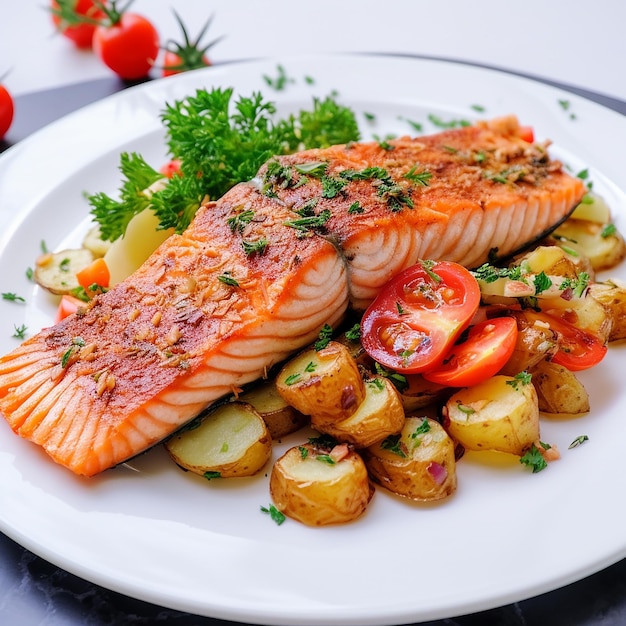 Troute marinée grillée avec des pommes de terre