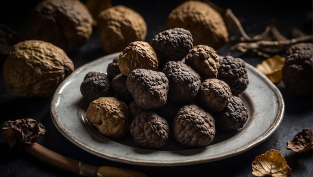 Photo truffes sur une assiette