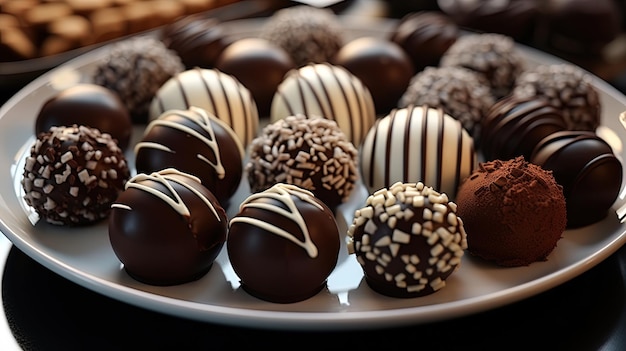 Les truffes au chocolat luxueuses dans chaque petite boule Illustration de haute qualité