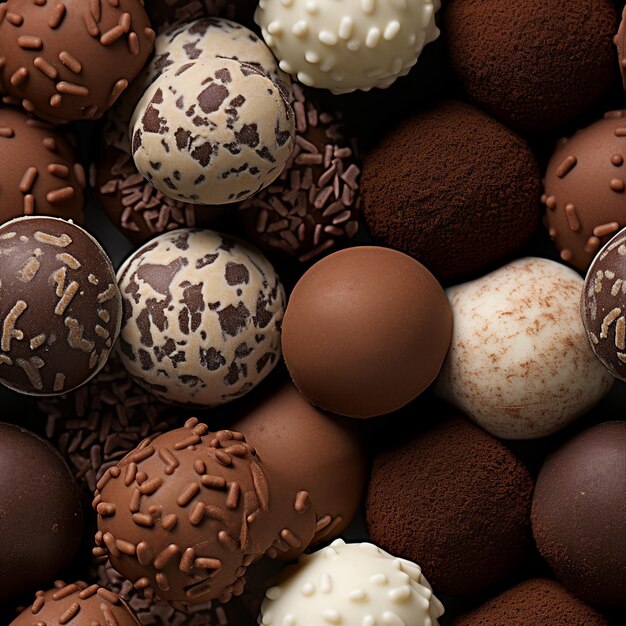 Photo les truffes au chocolat photographient une image sans couture