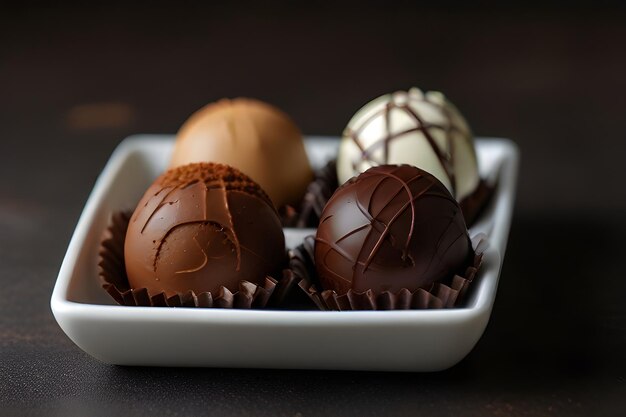 Photo truffes scolaires dans du chocolat noir et blanc au lait fondu journée mondiale du chocolat