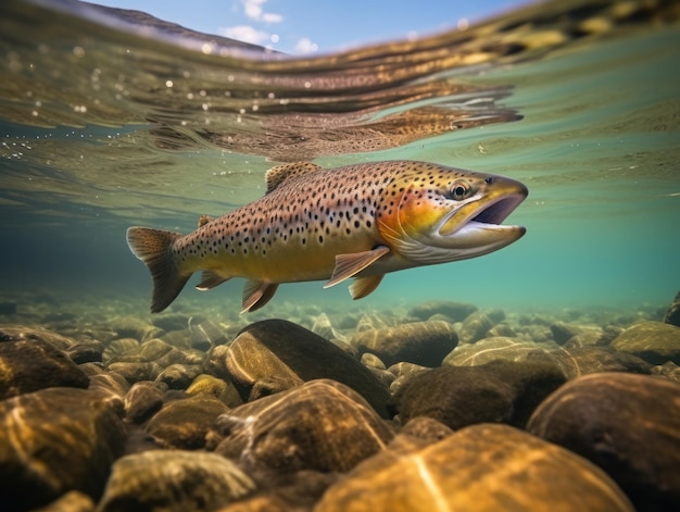 Truite dans son habitat naturel Photographie animalière IA générative