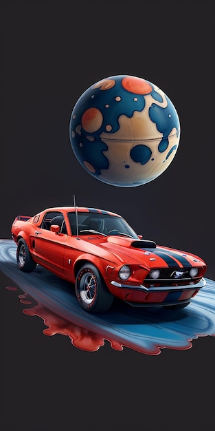 tshirt art design de 1968 ford mustang shelby rouge