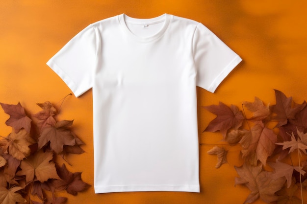 Tshirt blanc automne vibes fond fantaisie colorée