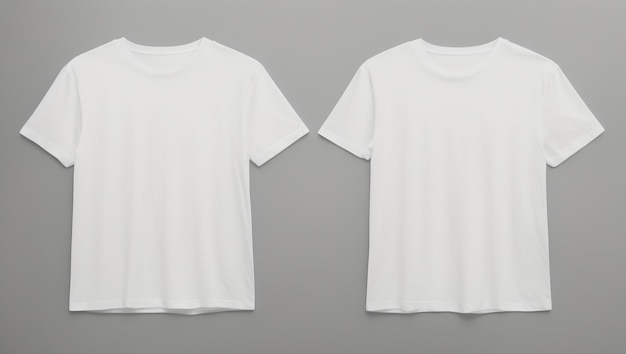 Photo tshirt blanc sur fond blanc vue avant et arrière generative ai