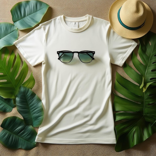 Tshirt blanc mokcup avec accessoires