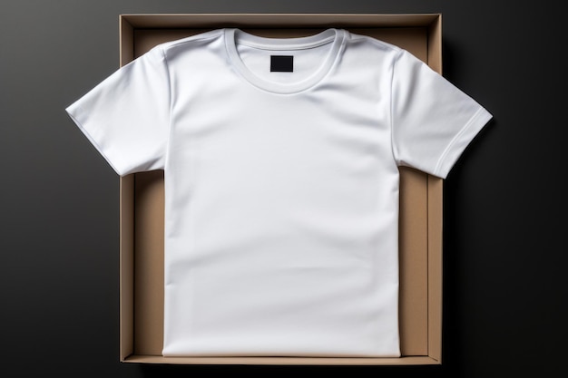 Tshirt blanc plié dans une boîte en papier