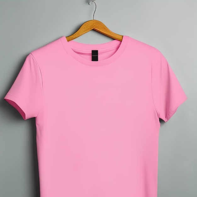 tt rose sur le cintre sur fond blanc fermer t-shirt blanc rose avec un espace vide